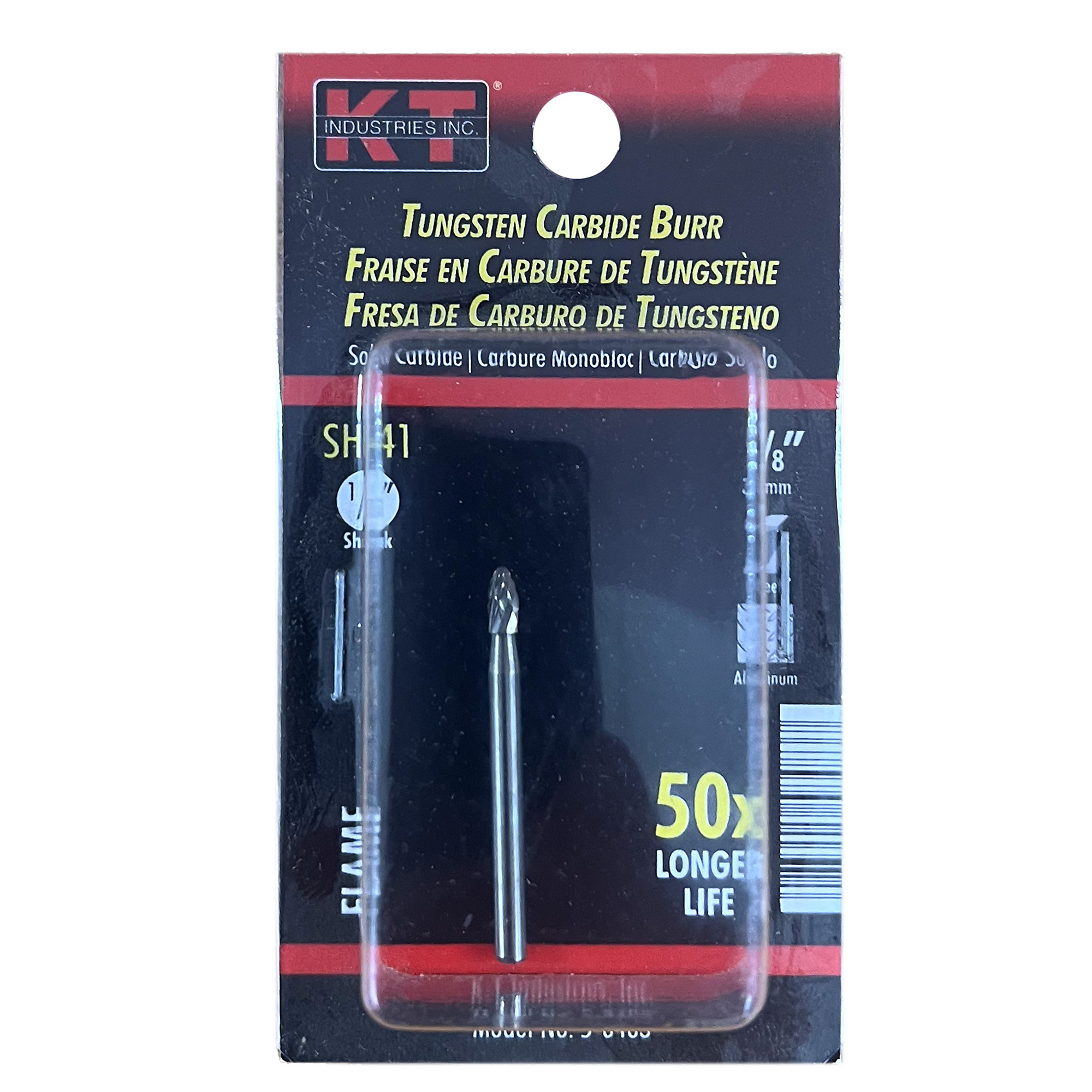 K-T Industries Solid Carbide Bur — 1/8in. Flame, 1/8in. Shank, Model# 5-8483